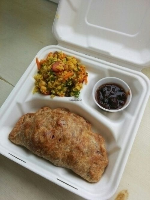Beet, Corn, & Goat Cheese Handpie with Couscous Salad at Scapes in Borden-carleton