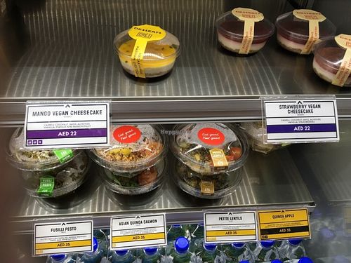 Cheesecakes & lentil / quinoa salads at Pret To Go in Abu Dhabi