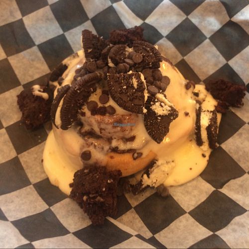 Chocolate splurge with fudge bites cinnamon roll  at Cinnaholic - Grand Canyon Dr in Las Vegas