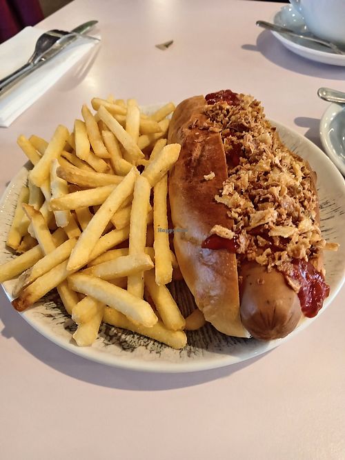 Vegan hotdog at Tyneside Bar Cafe in Newcastle Upon Tyne