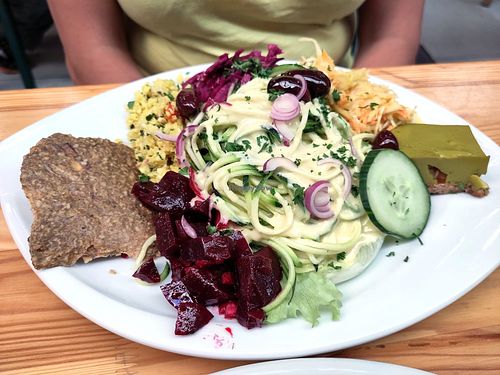 Zuchini pasta dish at Cuit Lu Cru in Colmar