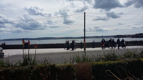 The view from the outdoor seating. at Las Iguanas in Torquay