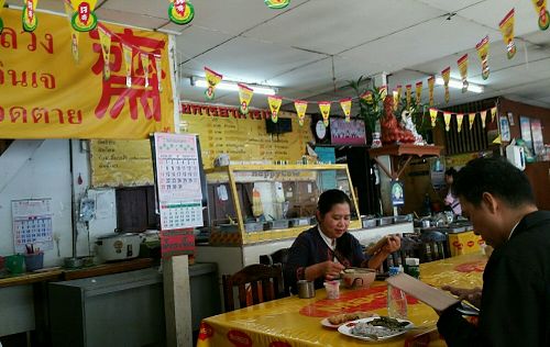 inside seating at Jay Khang Wat in Lamphun