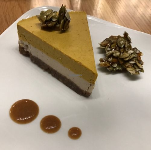 Vegan and raw pumpkin pie cheesecake. at Living Kitchen in Raleigh