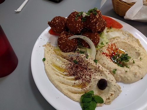 Falafel platter with Baba Ganouge and Hummous at Waffa and Mikes in Jacksonville