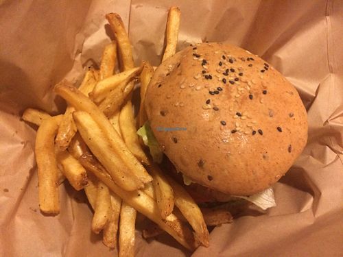 burger & fries at Mango y Chile in Bacalar