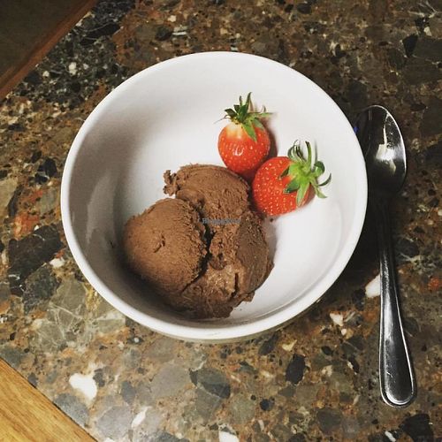 Our fab Vegan Chocolate Ice Cream with Berries. Sooo moreish! at The Hidden Veggie Kitchen in Limoges