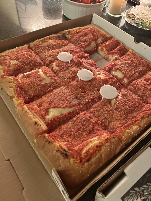 Vegan upside down Sicilian pie  at That Pizza Place in Levittown