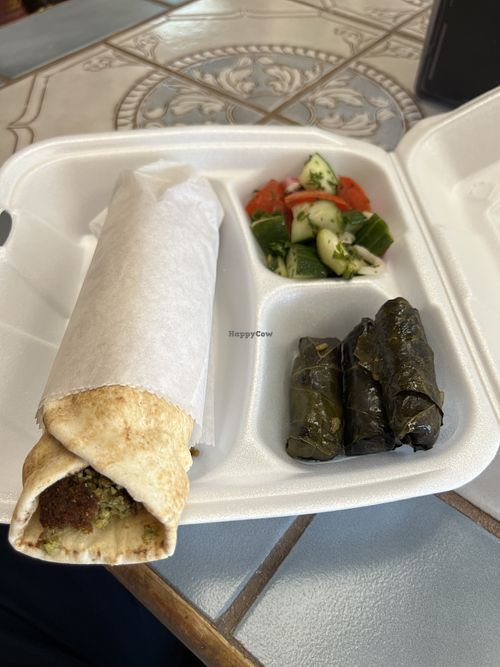 Falafel, fatoosh, and veggie grape leaves  at Tiger Bakery in Toledo