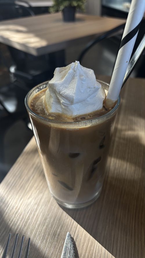 Soy iced latte with coco whip   at Mr Black Juicery in Berwick