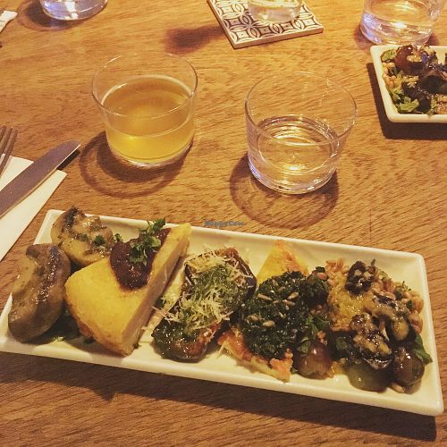 Vegan tapas selection and some cidra at Kombo Winebar & Kitchen in Helsinki
