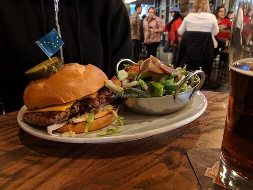 impossible burger + side salad at 49th State Brewing Co in Anchorage
