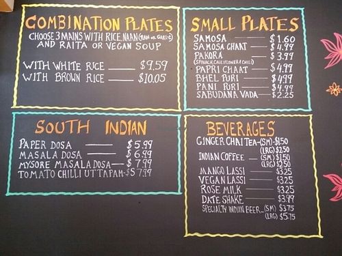 menu at Samosa House in Santa Monica