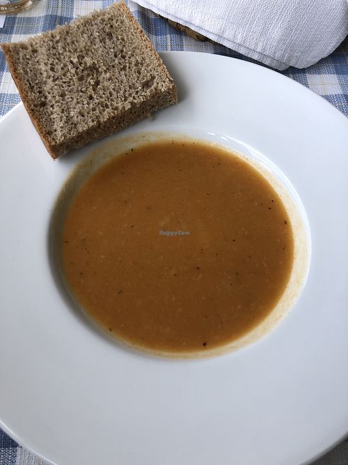 carrot soup at VeganFresh Hotel & Restaurant in Medvode