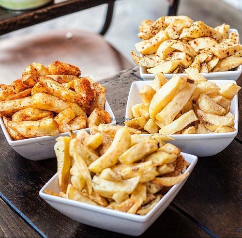 Different versions of chips at Handmade Burger Co in Southampton
