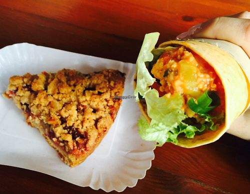 Crumble Pie and Veggie Wrap at Vegan Kiosk in Bratislava