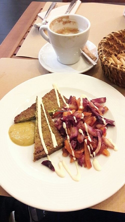 Grilled tofu with vegetables at Organic's in Sevilla