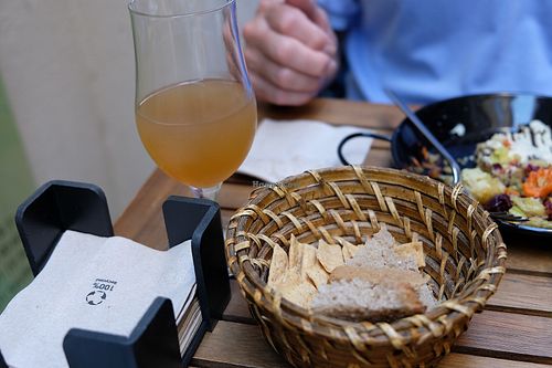 Juice/bread at Organic's in Sevilla