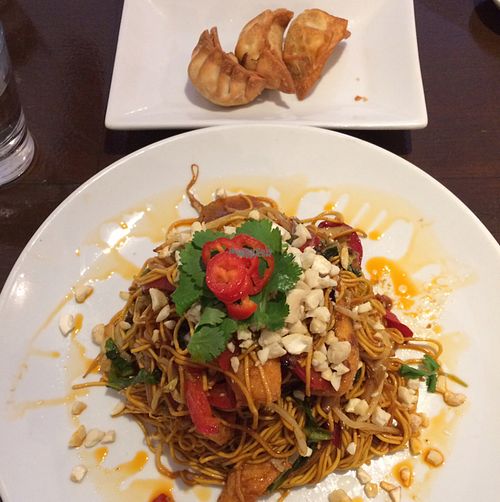Tofu Chilli Yakisoba & Vegetable Gyoza at NoodleOne in Bangor