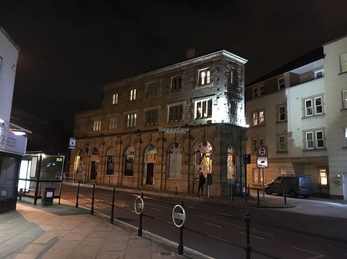 outside at night  at The Central Bar in Gateshead