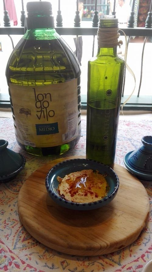 We love hummus that we made on weekends with abundant sesame tahini  and with a premium extra virgin olive oil (0,2 % Acidity). at Tahini Tienda Vegana in Villa De Leyva