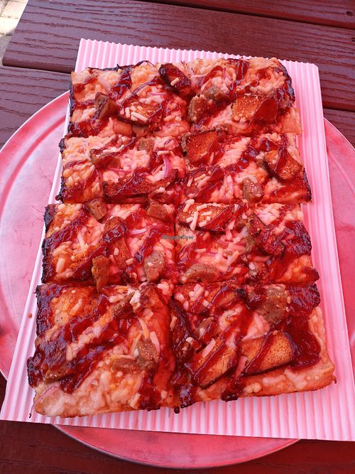 Vegan deliciousness.  Tofu bacon and bbq on this bad boy. at Pie-Sci in Detroit