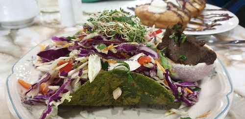 Spinach tacos at Health Nuts Shop & Cafe in Sydney