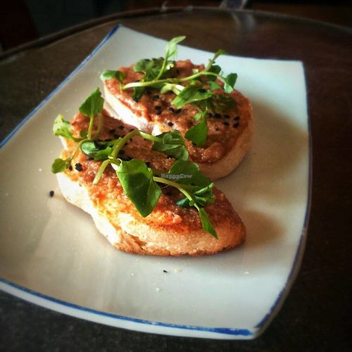 hummus pintxo with watercress and kalonji seeds at bARACA in Kampot