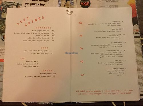 menu 1 at bARACA in Kampot