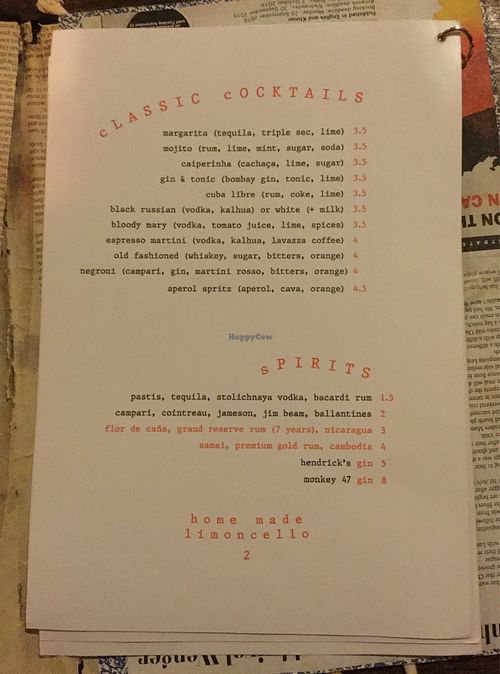 menu 4 at bARACA in Kampot