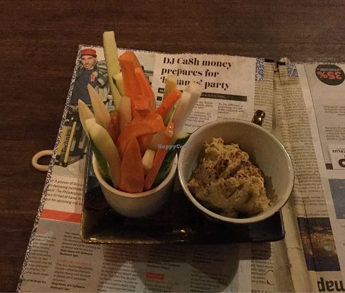hummus and veggie sticks at bARACA in Kampot