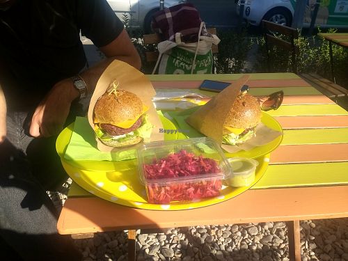 Burgers and salat at Sara Green in Bucharest