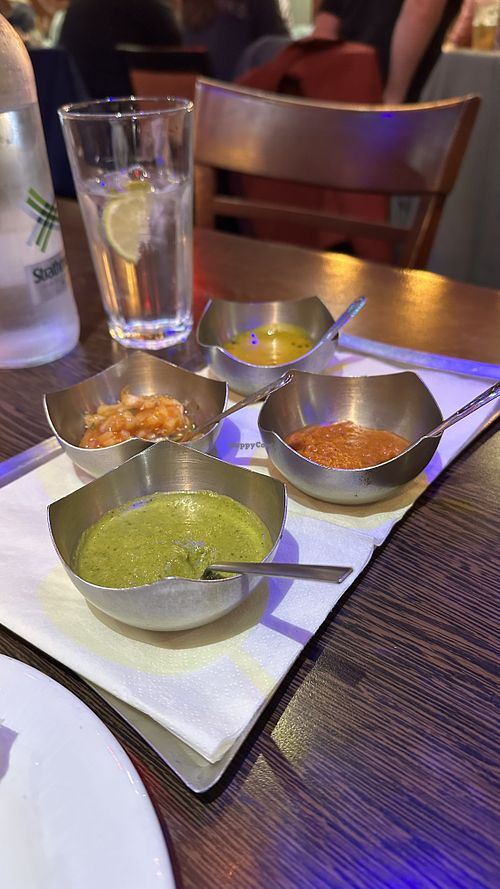 Dipping sauces  at Sanskruti Restaurant in Liverpool