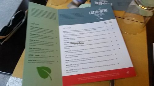 veggie menu at Fatto Bene Burger in Milan