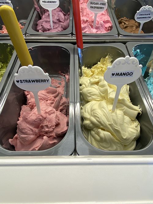 Mango & strawberry  at I Dream of Gelato in Provincetown