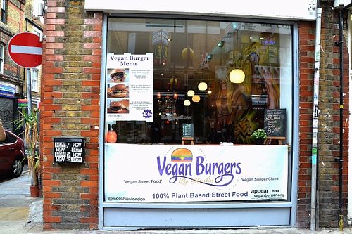 Front of the restaurant on 104 Brick Lane at Mooshies in East London