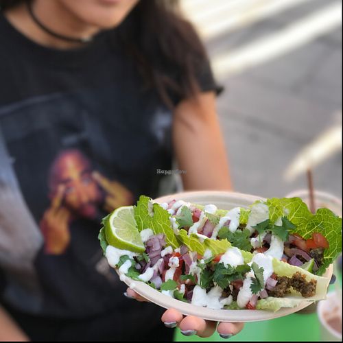 Raw Vegan Tacos with Cashew Sour Cream!❤️ at True Earth Juicery & Vegan Cafe in North Hollywood