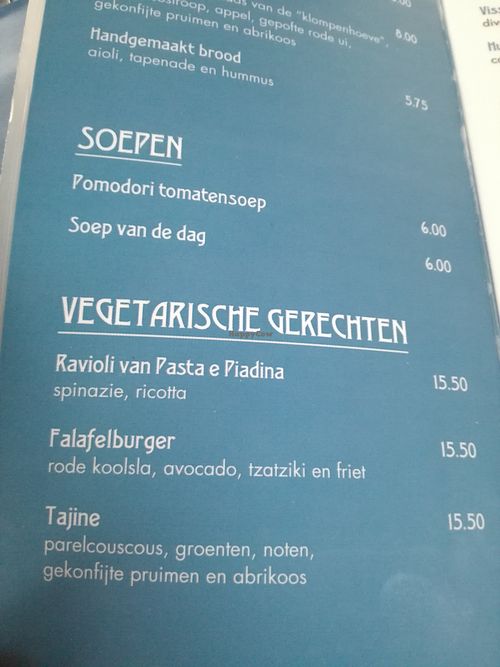 Vegetarian main courses at Zilte Zoen in Bergen Aan Zee