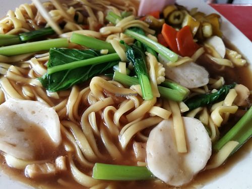 noodles with mock fish ball  and fishball at Hup Seng Heng Vegetarian in West Singapore