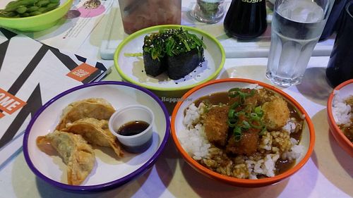 Yasai Gyoza, Kaiso Gunkan, Tofu Katsu Curry at YO! Sushi in Norwich