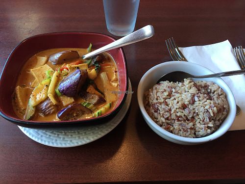 red curry #80 tofu medium spice with brown rice at Best Thai Cuisine in Florence