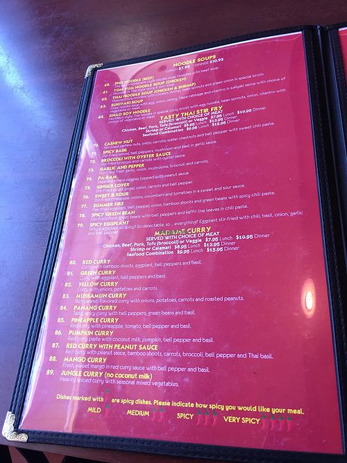 menu at Best Thai Cuisine in Florence