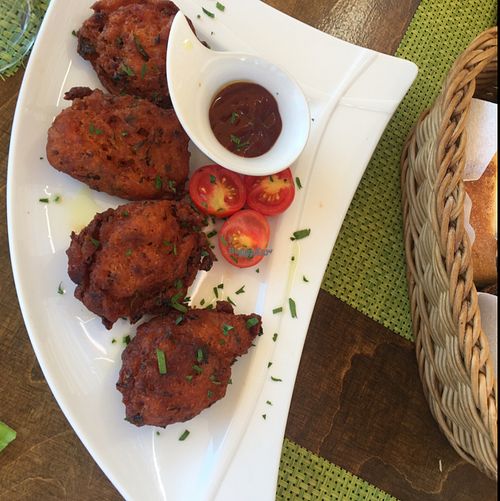 deep fried tomato ball at Sea Vibe in Santorini