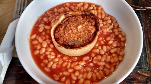 Jackfruit pie (from Cool Jerk Vegan) with baked beans at Rose & Grant's in Glasgow