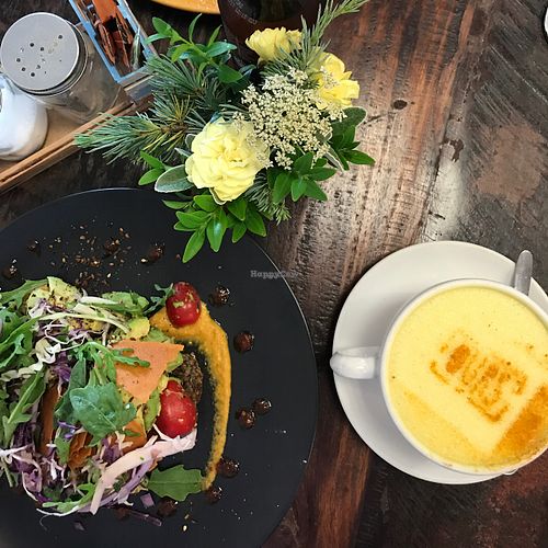 lovely turmeric latte w avo and a hearty bread or loaf. was a while ago so cant really remember. was delicious tho at OURS Cafe in Tauranga