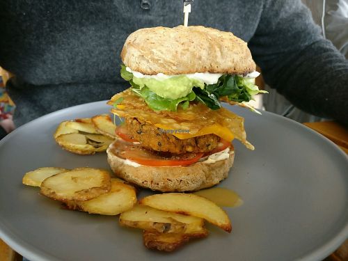 chickpea burger  at Particle Cafe in Avondale Heights