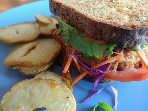 mock meat sanga at Particle Cafe in Avondale Heights