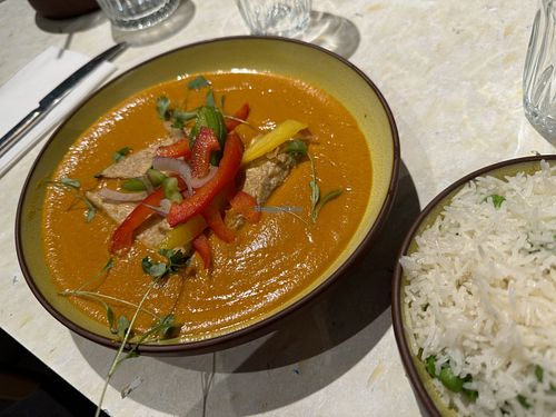 Tempeh tikka masala  at Stem & Glory in Cambridge