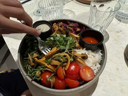 Korean king oyster mushroom bowl  at Stem & Glory in Cambridge