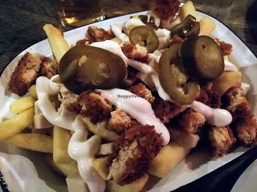 Vegan poutine (minus hot sauce) at Bloc Bar Glasgow in Glasgow